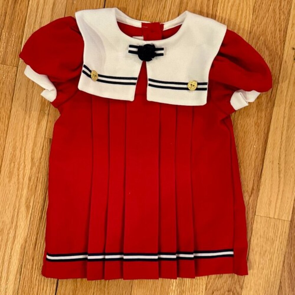 🎀 Vintage Youngland Red Sailor Dress – Size 18 Months – Classic Toddler Style ⚓